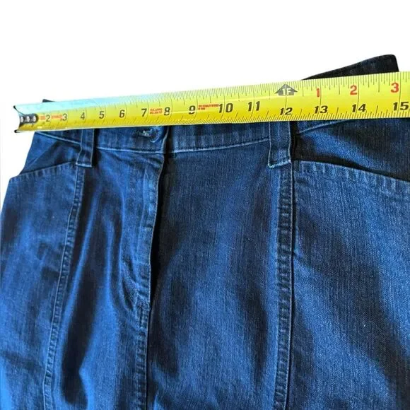 LL Bean Classic Fit Dark Wash Denim Jean Skirt Womens Size 10 Petite - Picture 8 of 9